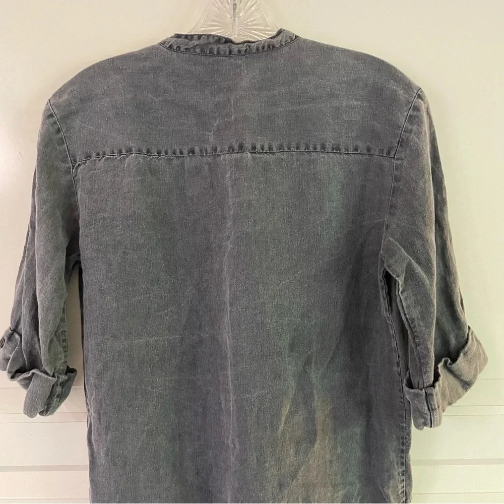 James Peres linen drawstring waist shirt dress 15232